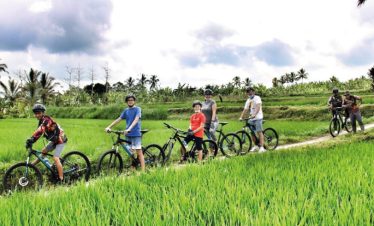 grupo de ciclistas de excursion en bali