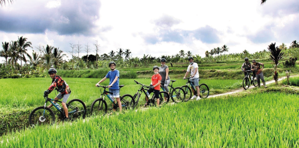 grupo de ciclistas de excursion en bali